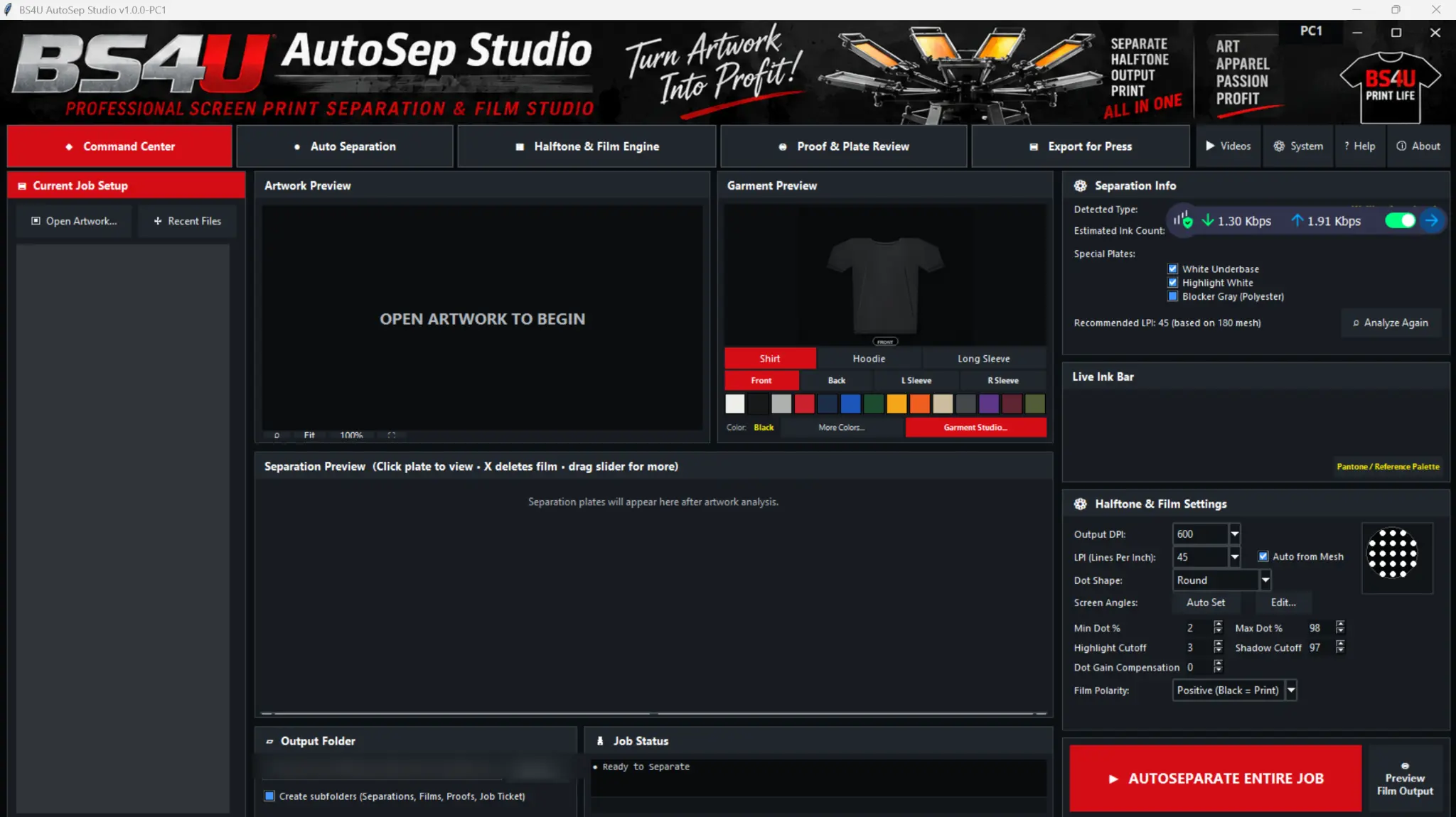 BS4U AutoSep Studio production command center